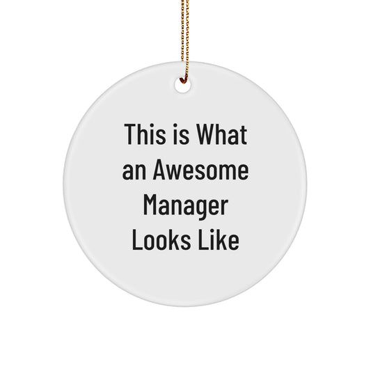 Funny Christmas Unique Gifts for Awesome Managers - This Is What An Awesome Manager Looks Like Circle Ornament, Gifts from Friends, Coworkers, or Family - Image 1
