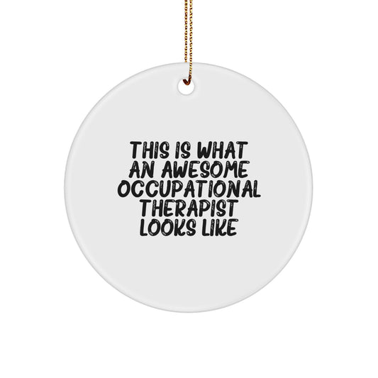 Occupational Therapist Gifts from Friends - Christmas Unique Circle Ornament with Quote 'This Is What An Awesome Occupational Therapist Looks Like' - Image 1