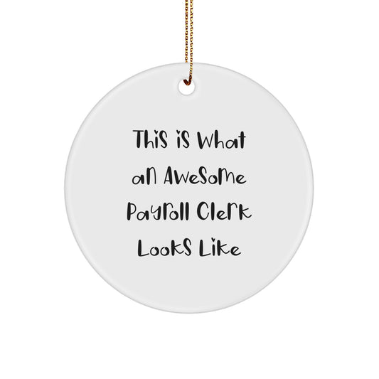 Payroll Clerk Gifts, Funny Quote Ornaments, Circle Ornament for Men, Women, Coworkers, Family, Gifts from Friends, Unique Christmas Unique Gifts for Payroll Clerk - Image 1