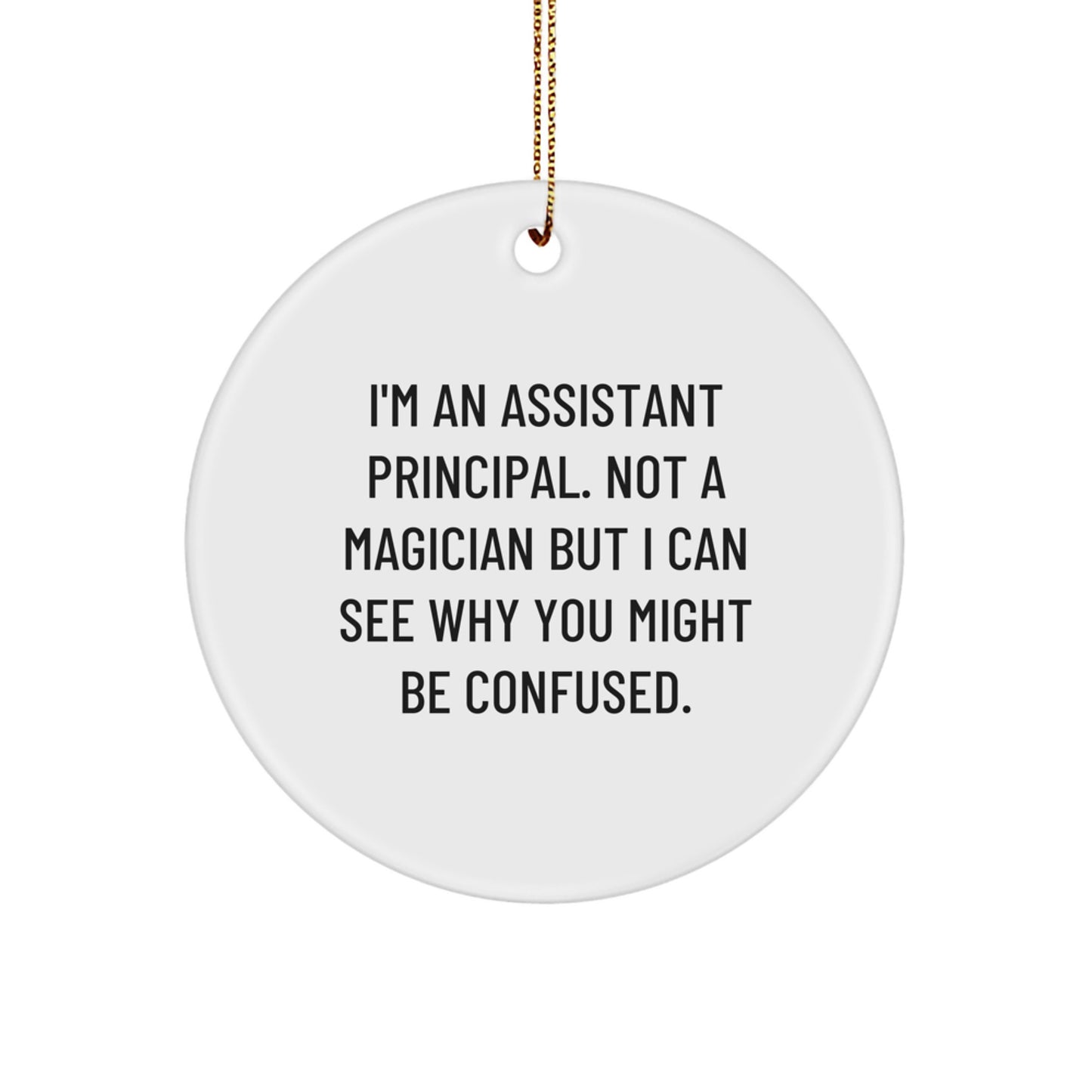 Funny Assistant Principal Gifts from Friends - 'I'm An Assistant Principal' Circle Ornament, White, Christmas Unique Gifts for Men - Image 1