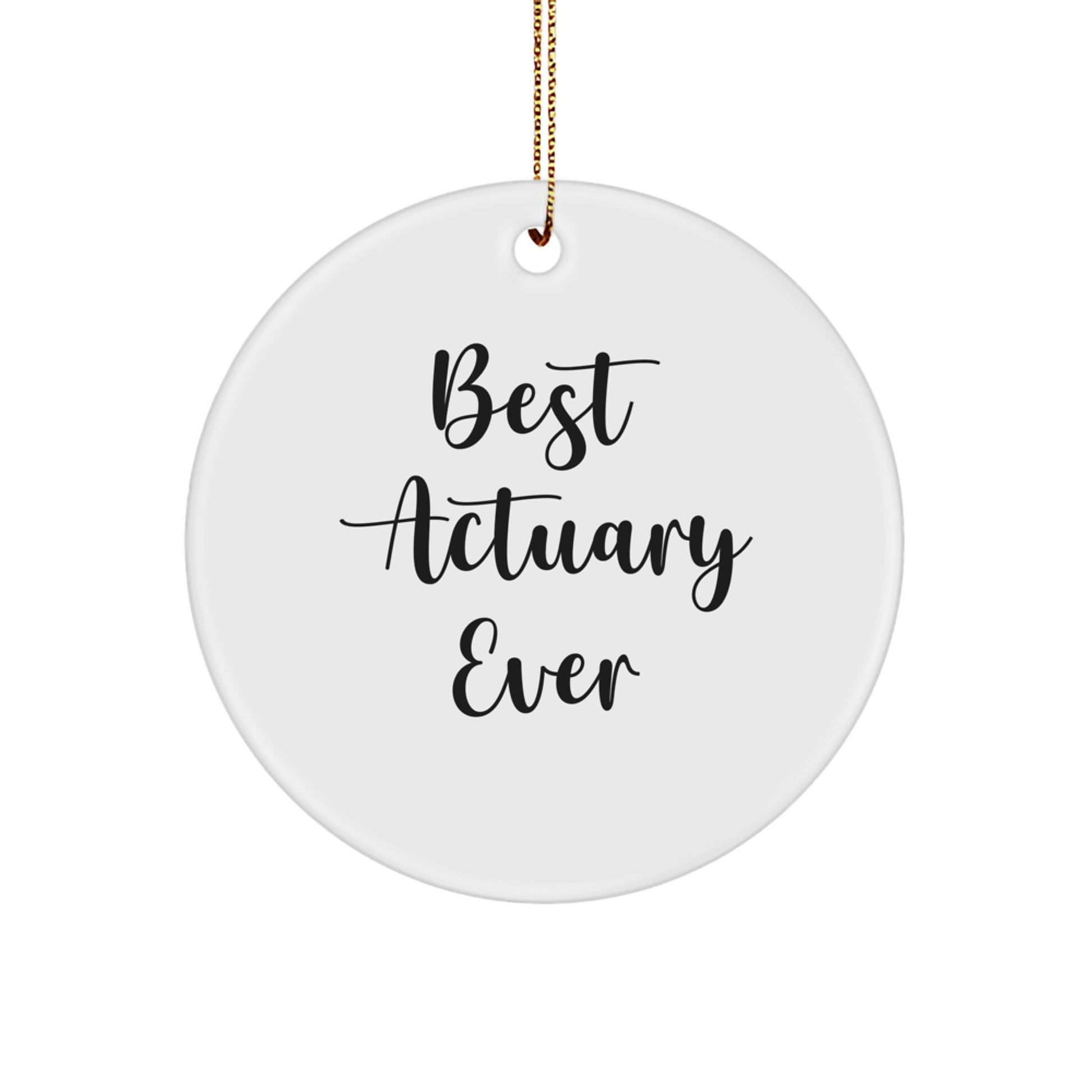Funny Actuary Gifts from Best Actuary Ever - Christmas Circle Ornament for Actuary Friends, Family, or Coworkers - Image 1