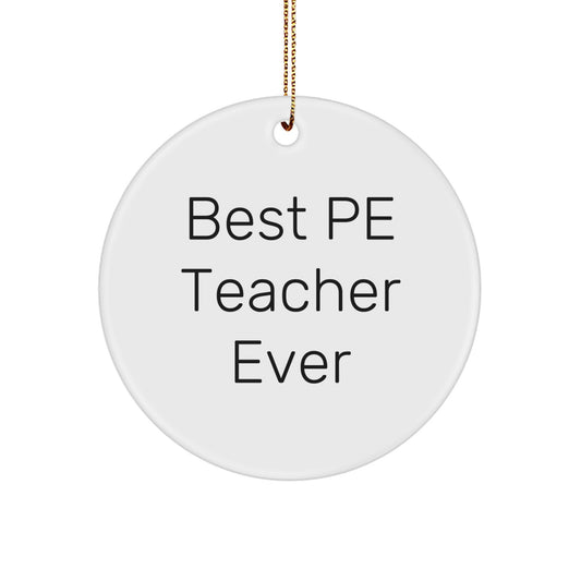 PE Teacher Gifts from Friends, Funny Circle Ornament for Best PE Teacher Ever, Perfect Christmas Memorable Present for PE Teacher, Durable and Lightweight Circle Ornament with Vibrant Quote - Image 1