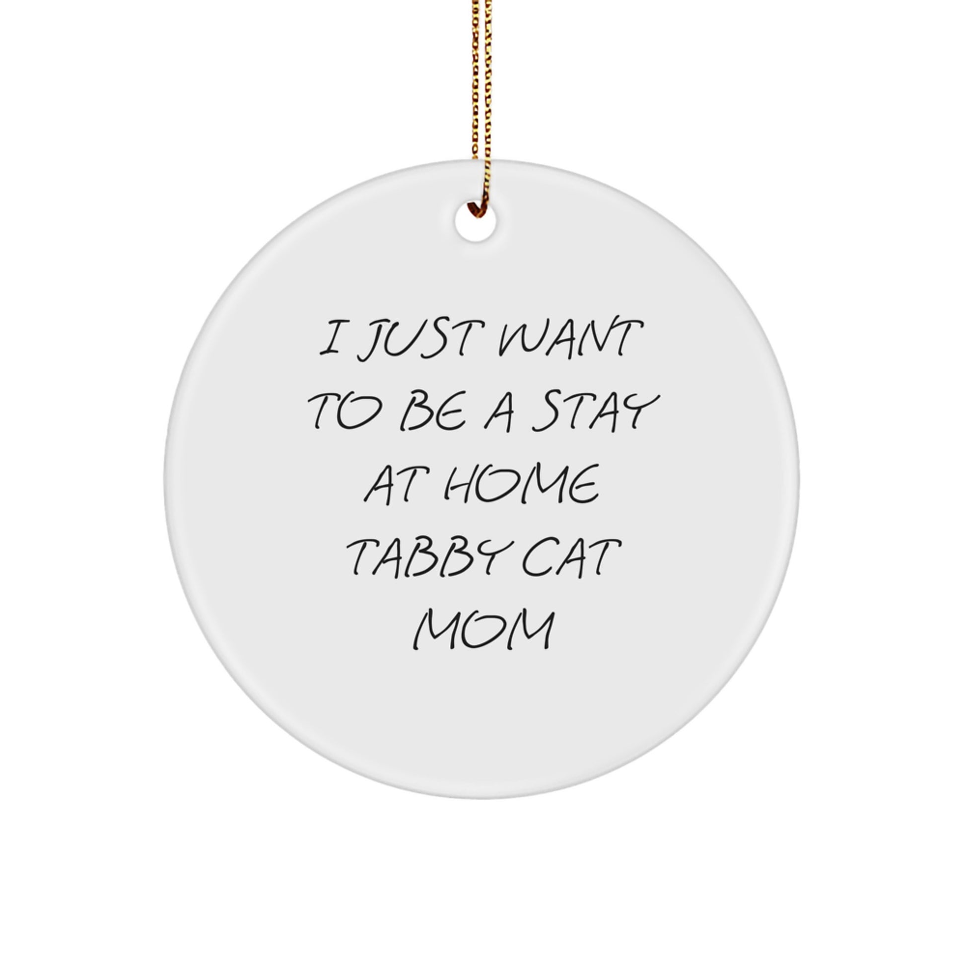 Funny Tabby Cat Mom Gifts from Family to Stay at Home Tabby Cat Mom's on Christmas Unique Gifts - I Just Want To Be A Stay At Home Tabby Cat Mom Circle Ornament - Image 1