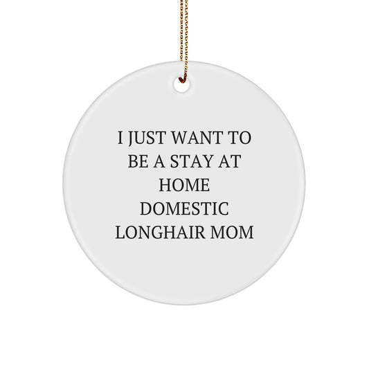 Domestic Longhair Cat Mom Gifts for Christmas - I Just Want To Be A Stay At Home Mom, Circle Ornament, Gifts from Mom to Domestic Longhair Cat - Image 1