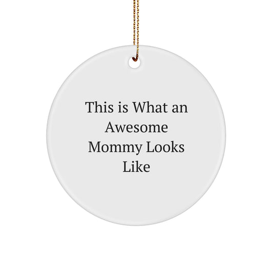 Funny Mommy Gifts from Friends - This Is What An Awesome Mommy Looks Like Circle Ornament for Christmas - Image 1