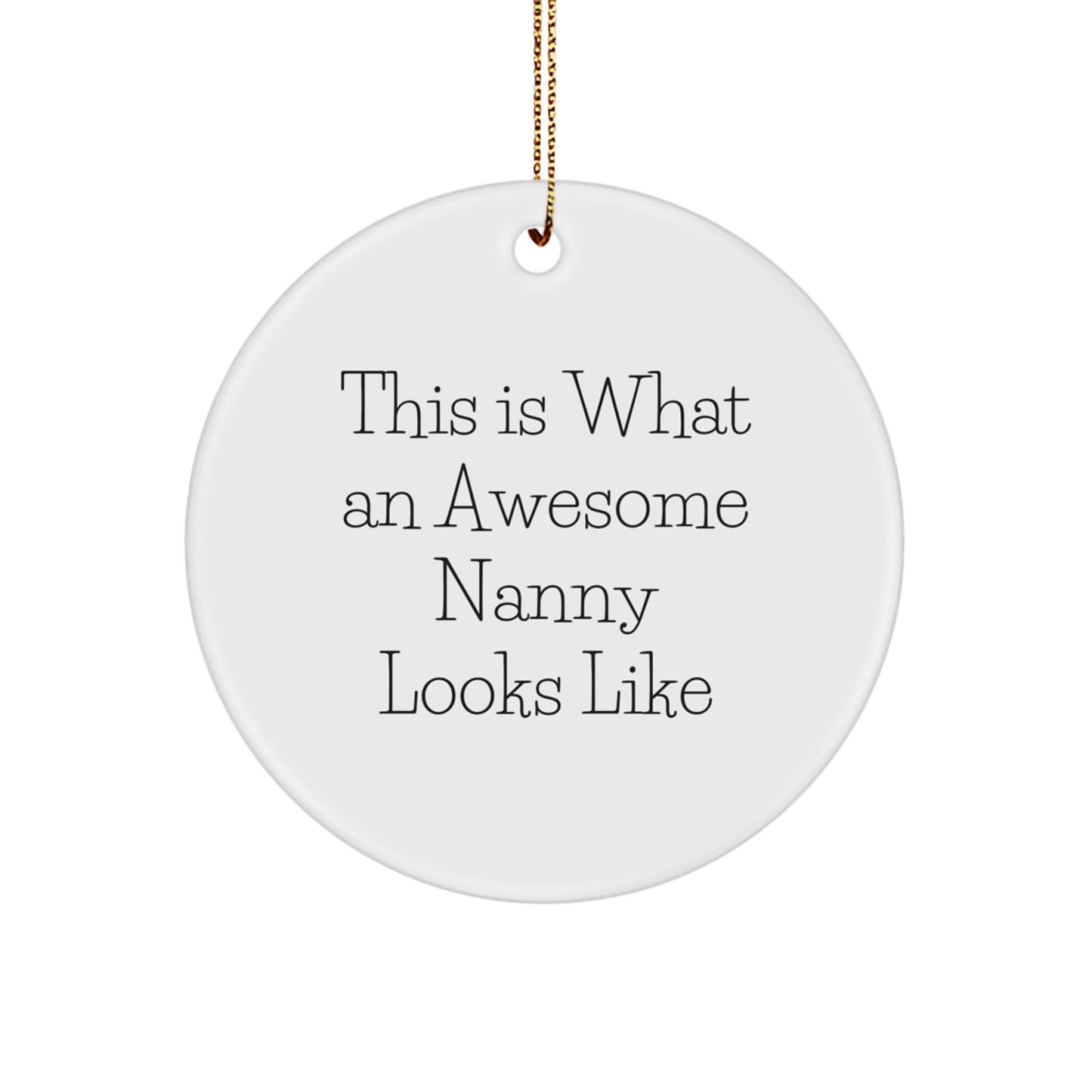 Funny Nanny Gifts from Friends, Circle Ornament Quote 'This Is What An Awesome Nanny Looks Like', Christmas Unique Gifts for Nanny - Image 1