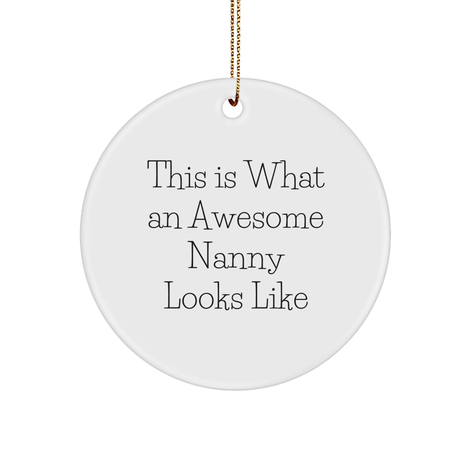 Funny Nanny Gifts from Friends, Circle Ornament Quote 'This Is What An Awesome Nanny Looks Like', Christmas Unique Gifts for Nanny - Image 1