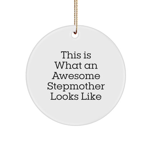 Funny Stepmother Gifts - This Is What An Awesome Stepmother Looks Like Circle Ornament, Gifts from Family for Stepmother, Christmas Unique Gifts - Image 1