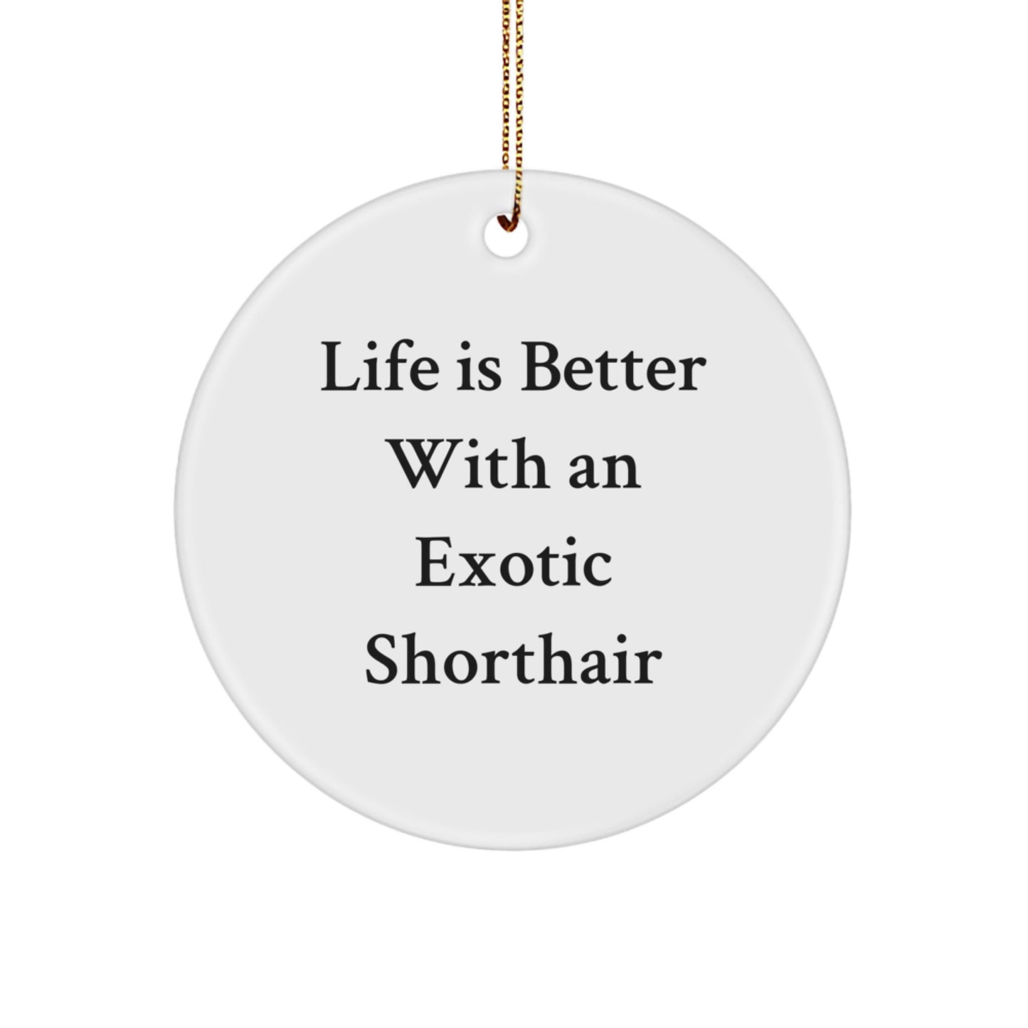 Exotic Shorthair Cat Lovers Gifts, Life Is Better With An Exotic Shorthair, White Circle Ornament for Exotic Shorthair Cat Enthusiasts, Christmas Unique Gifts from Friends - Image 1