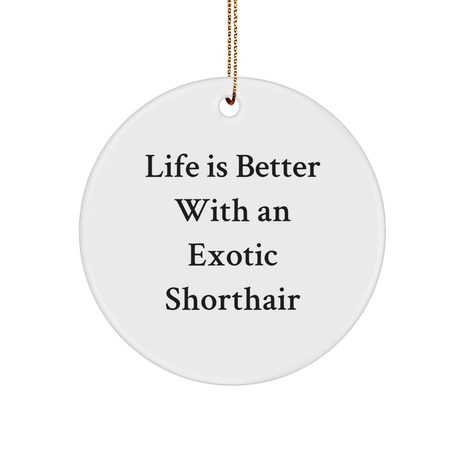 Exotic Shorthair Cat Lovers Gifts, Life Is Better With An Exotic Shorthair, White Circle Ornament for Exotic Shorthair Cat Enthusiasts, Christmas Unique Gifts from Friends - Image 1
