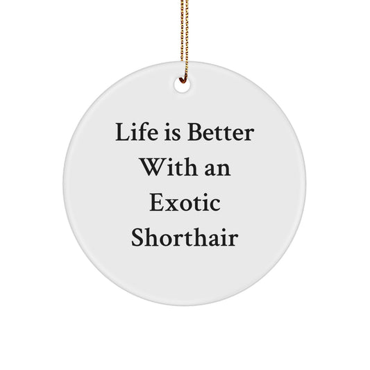 Exotic Shorthair Cat Lovers Gifts, Life Is Better With An Exotic Shorthair, White Circle Ornament for Exotic Shorthair Cat Enthusiasts, Christmas Unique Gifts from Friends - Image 1