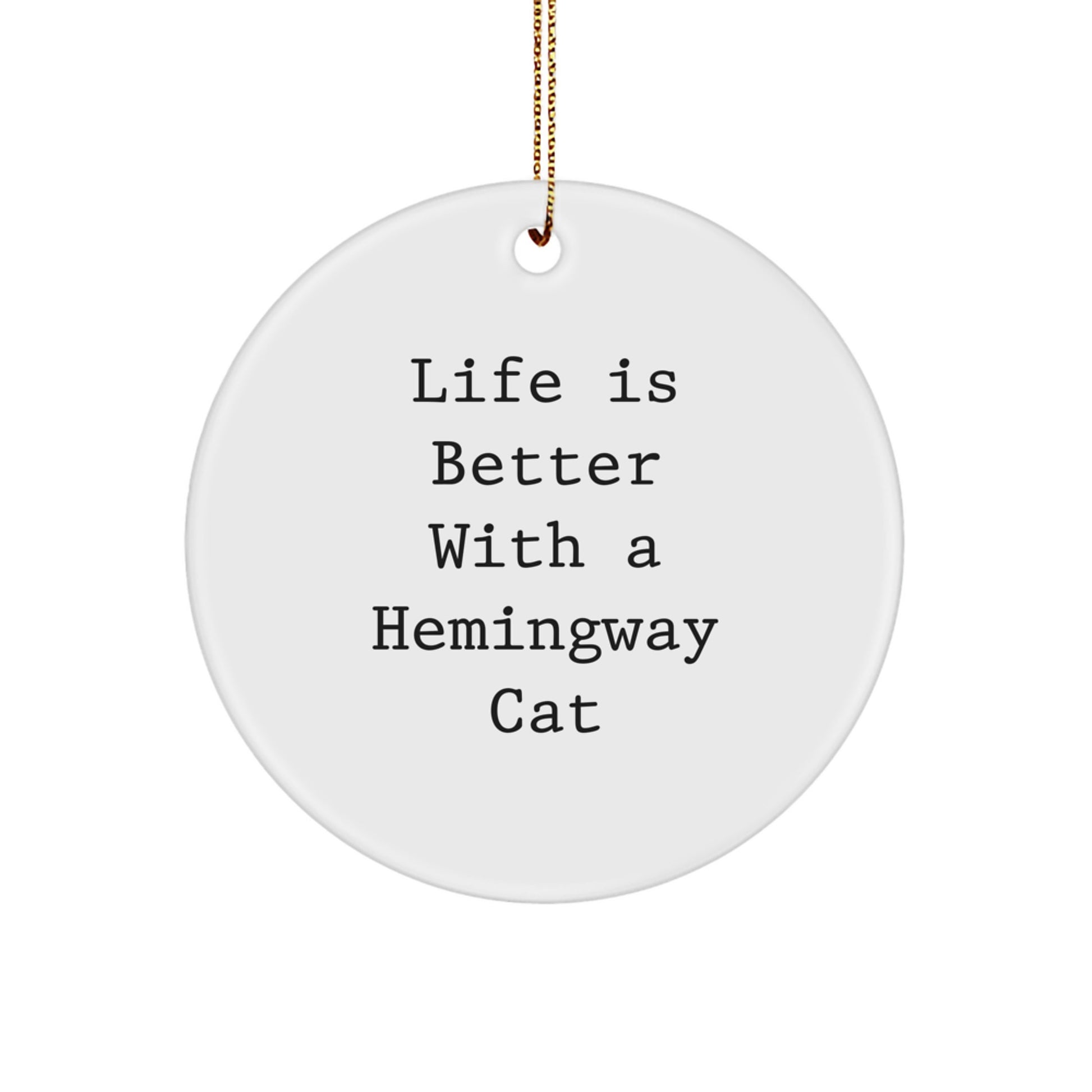 Hemingway Cat Gifts from Men to Friends - Circle Ornament for Christmas - Image 1