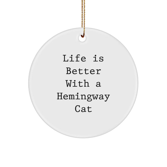 Hemingway Cat Gifts from Men to Friends - Circle Ornament for Christmas - Image 1