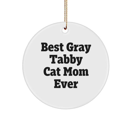 Gray Tabby Cat Mom Gifts - Funny Circle Ornament for Her from Family - Image 1