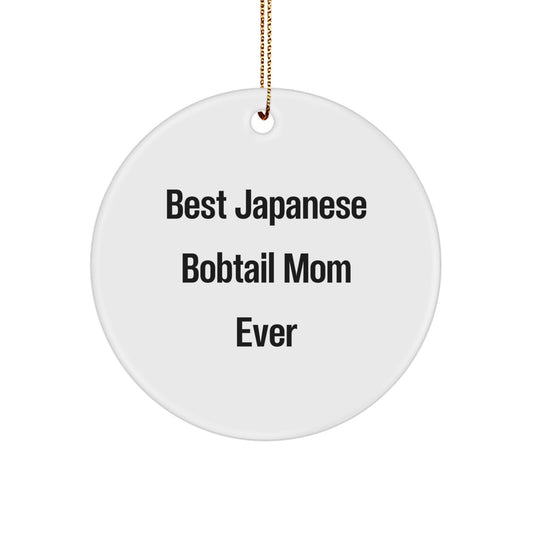 Funny Japanese Bobtail Cat Mom Gifts from Family to Friends - Unique Circle Ornament for Christmas - Image 1