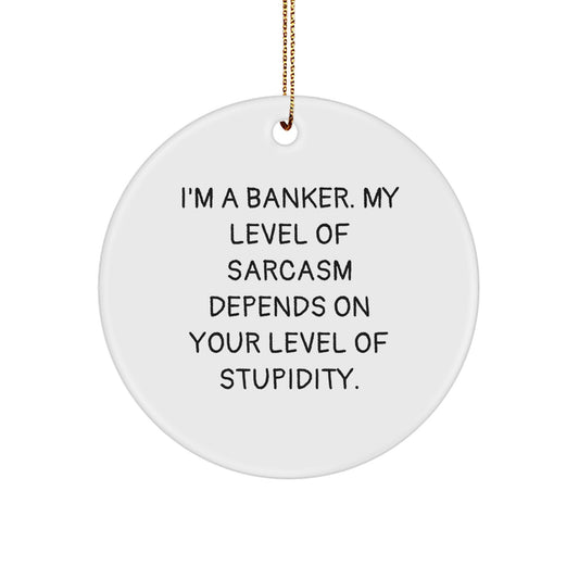 Banker Humor Circle Ornament, Funny Gifts for Men, Gifts from Friends, Christmas Unique Gifts for Banker - Image 1