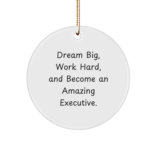 Executive Circle Ornament, Inspirational Christmas Unique Gifts from Friends to Executive, 'Dream Big, Work Hard, And Become An Amazing Executive.' - Image 1