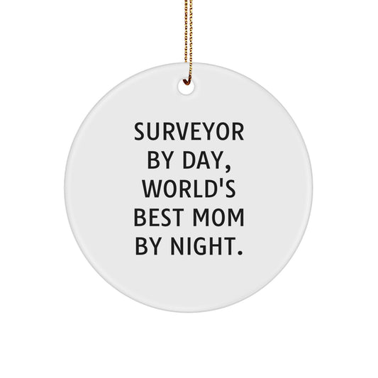 Funny Surveyor Gifts for Surveyor Men and Women - Surveyor By Day, World's Best Mom By Night. Christmas Unique Gifts for Surveyor Friends and Family from Mom - Image 1