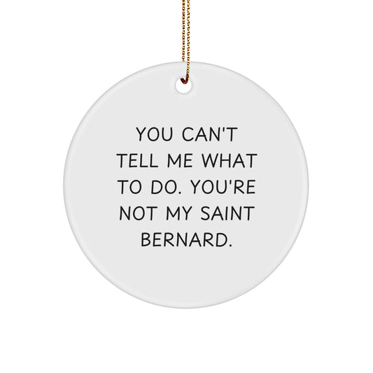 Funny Saint Bernard Dog Christmas Unique Gifts for Men from You Can't Tell Me What To Do. You're Not My Saint Bernard. Circle Ornament - Image 1