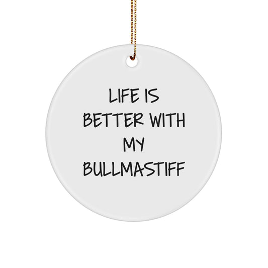 Funny Bullmastiff Dog Lover Gifts from Family for Men Women Friends Christmas Unique Circle Ornament - Image 1