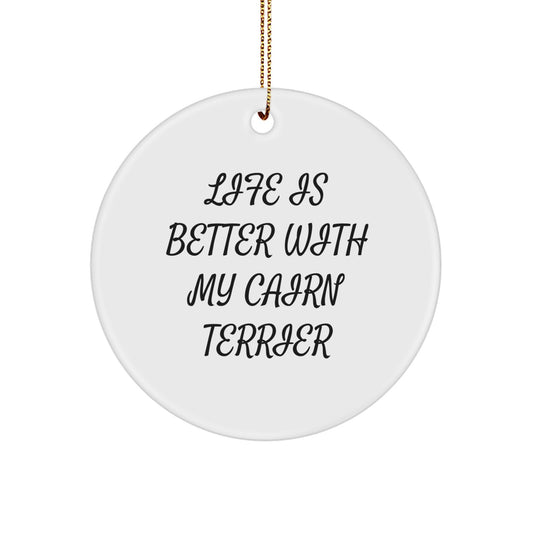 Cairn Terrier Dog Lovers Christmas Unique Gifts Funny Quote Circle Ornament, Gifts from Family for Friends - Image 1