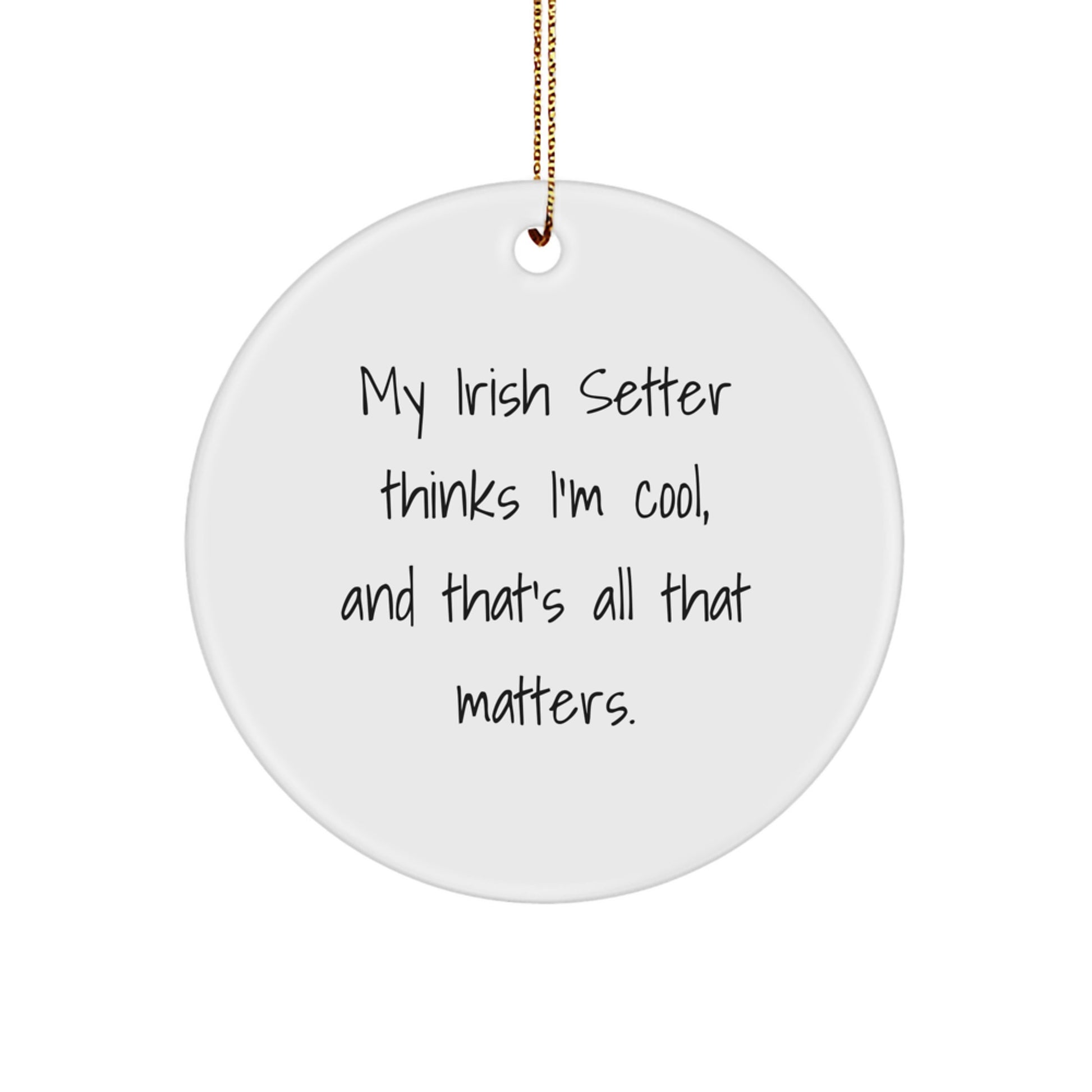 Irish Setter Dog Lover Gifts from Friends - My Irish Setter Thinks I'm Cool, And That's All That Matters. - Circle Ornament for Christmas - Image 1