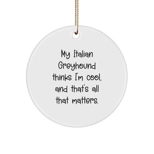 Italian Greyhound Dog Lover Gifts from Friends, Family or Coworkers - Funny Circle Ornament for Christmas - Image 1
