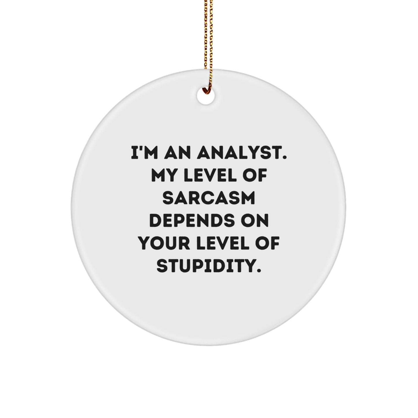 Funny Analyst Gifts for Men - I'm An Analyst. My Level Of Sarcasm Depends On Your Level Of Stupidity. - Circle Ornament for Christmas - Image 1