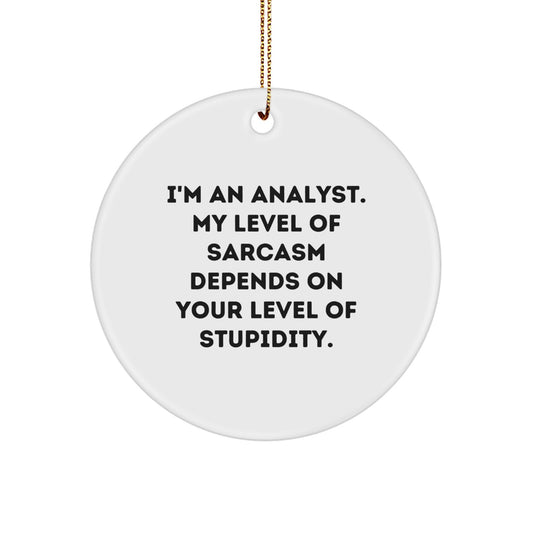 Funny Analyst Gifts for Men - I'm An Analyst. My Level Of Sarcasm Depends On Your Level Of Stupidity. - Circle Ornament for Christmas - Image 1