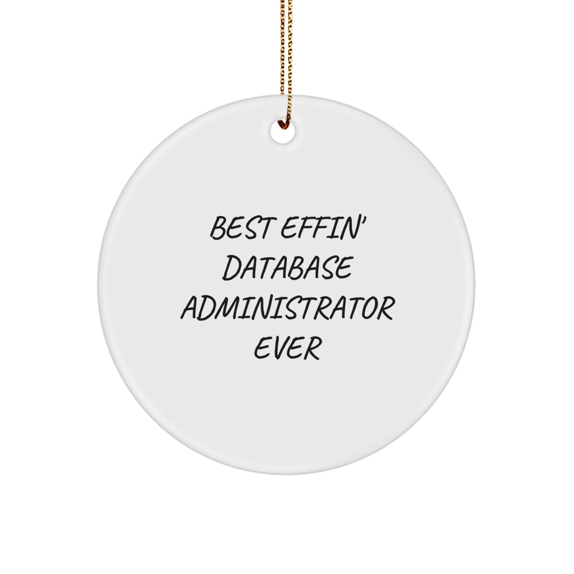 Funny Best Effin' Database Administrator Ever Gifts for Christmas - Circle Ornament, Gifts from Family to Best Database Administrator, Unique Christmas Unique Gifts for Database Administrator - Image 1