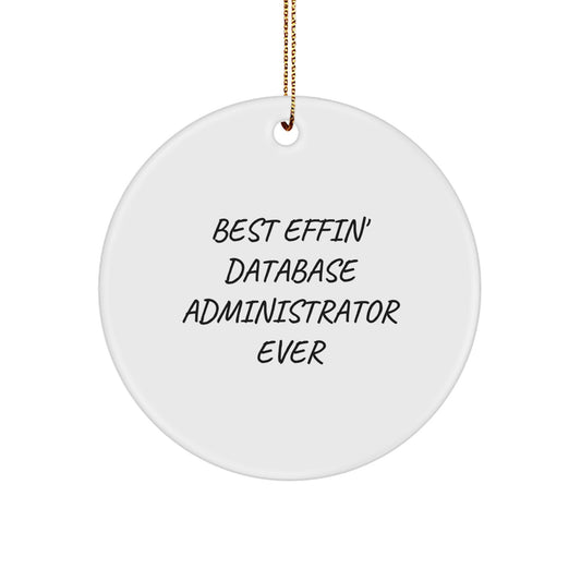 Funny Best Effin' Database Administrator Ever Gifts for Christmas - Circle Ornament, Gifts from Family to Best Database Administrator, Unique Christmas Unique Gifts for Database Administrator - Image 1
