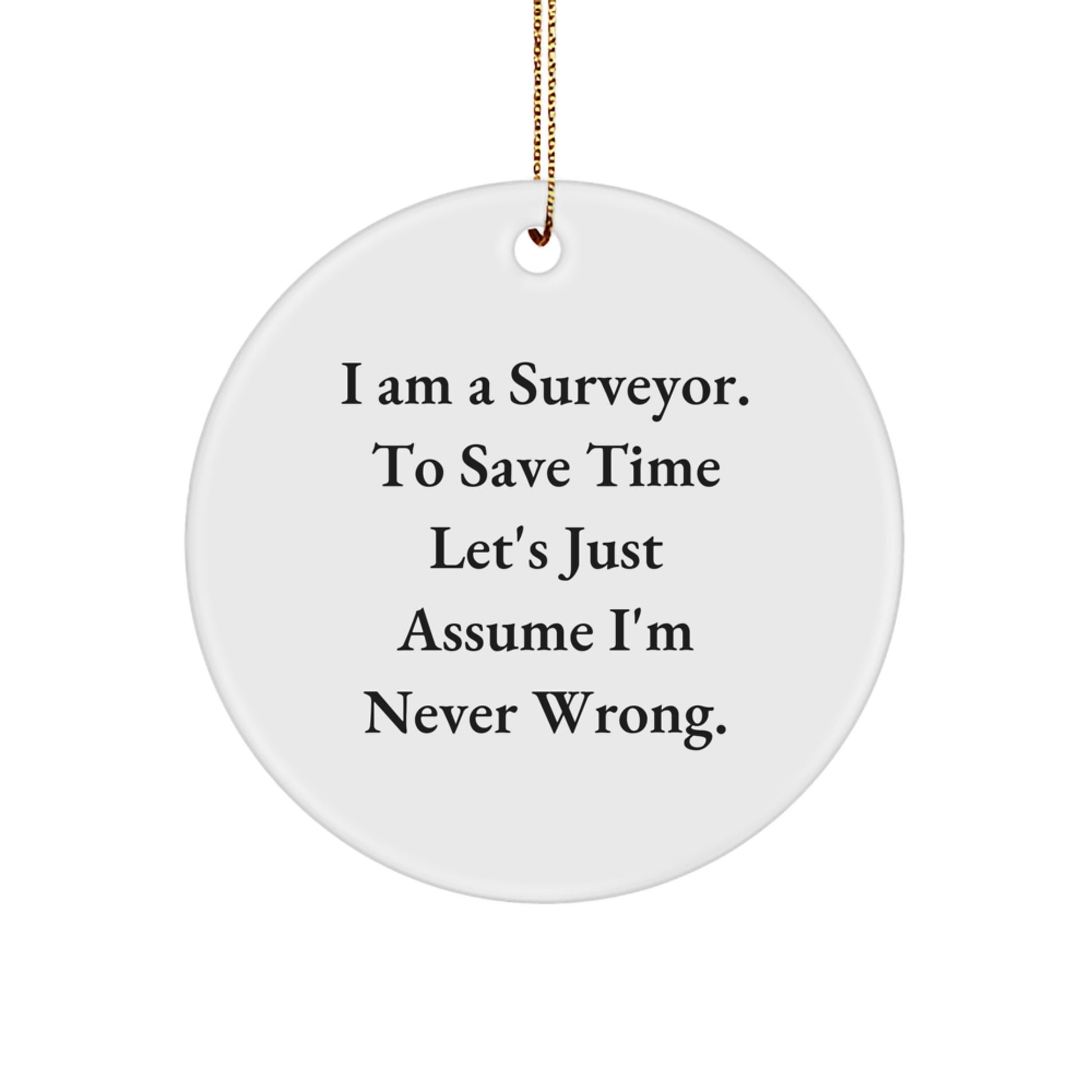 Unique Gifts from Surveyor Friends for Christmas, Funny Circle Ornament, I Am A Surveyor. - Image 1