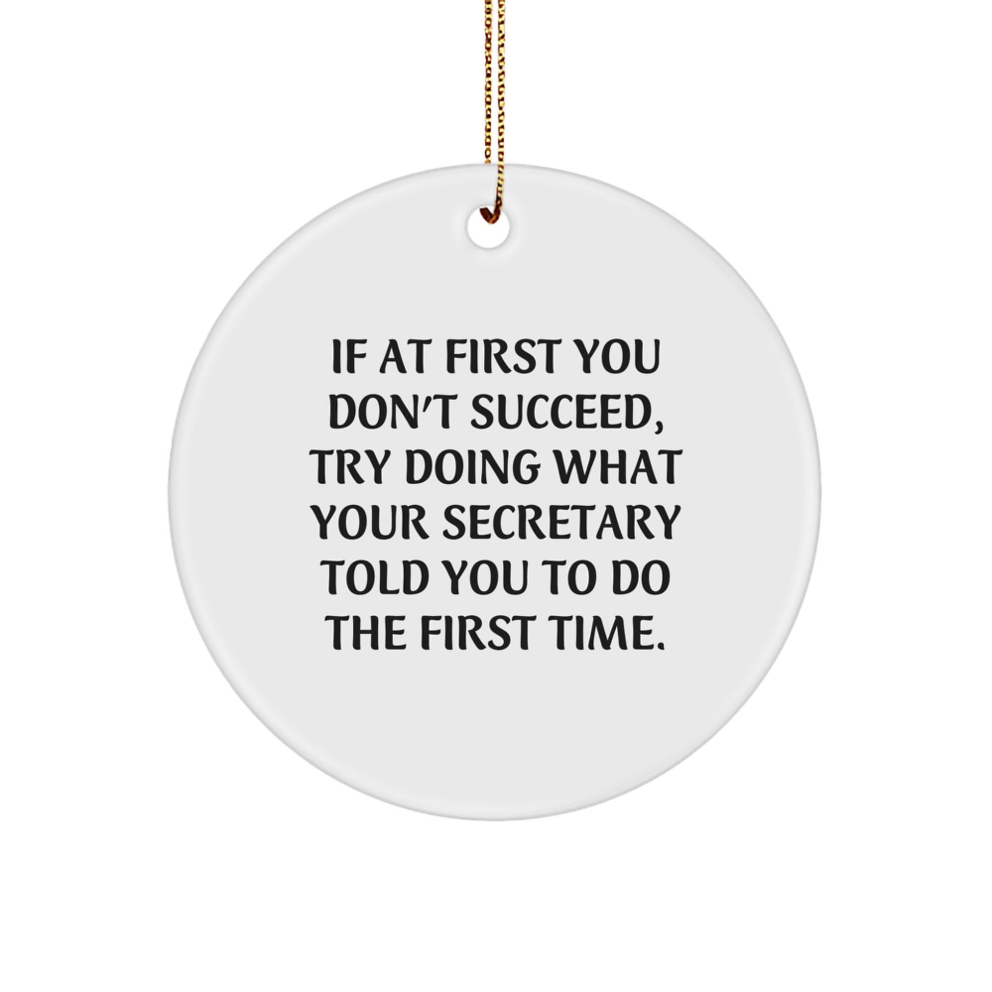 Funny Secretary Gifts from Men, Women, Friends, Coworkers, Family - 'If At First You Don't Succeed, Try Doing What Your Secretary Told You To Do The First Time' Christmas Unique Gifts for Secretary - Image 1