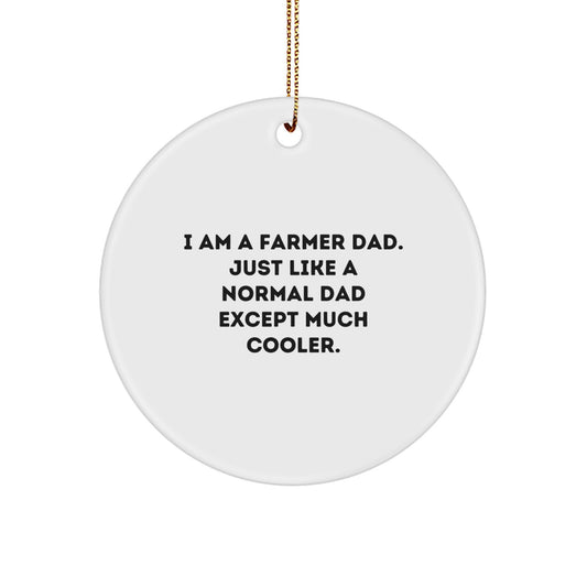 Funny Farmer Gifts from Dad to Farmer - I 'm a Farmer Dad Gifts for Men - Christmas Unique Circle Ornament - Image 1