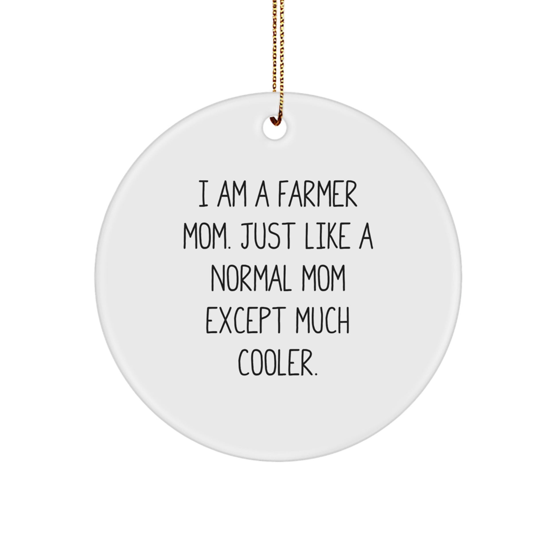 Farmer Christmas Circle Ornament Funny Gift from Mom to Farmer, Unique Christmas Unique Gifts for Farmer, I Am A Farmer Mom Ornament - Image 1
