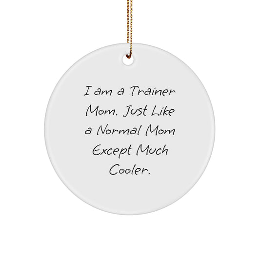 Funny Trainer Mom Gifts from Friends - I Am A Trainer Mom Circle Ornament for Christmas Unique Gifts for Trainer Friends - Image 1
