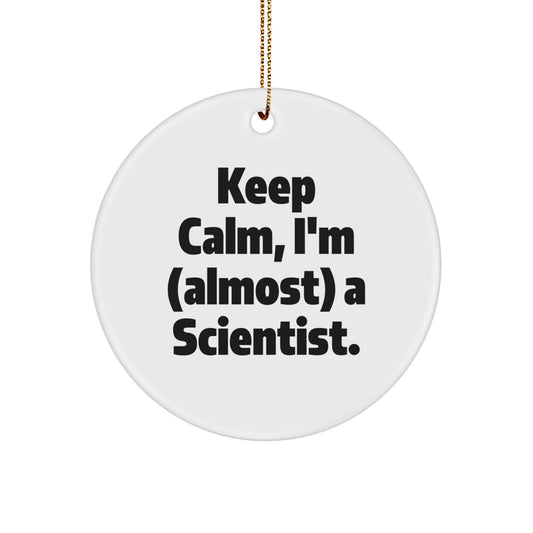 Funny Scientist Gifts from Friends for Men - Keep Calm Circle Ornaments for Christmas Unique Gift Ideas - Image 1