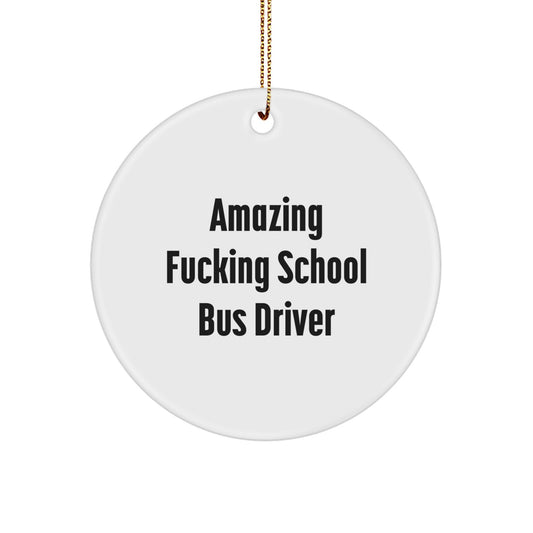Funny Gifts from Men for School Bus Driver Friends Unique Circle Ornament Christmas Decorations - Image 1