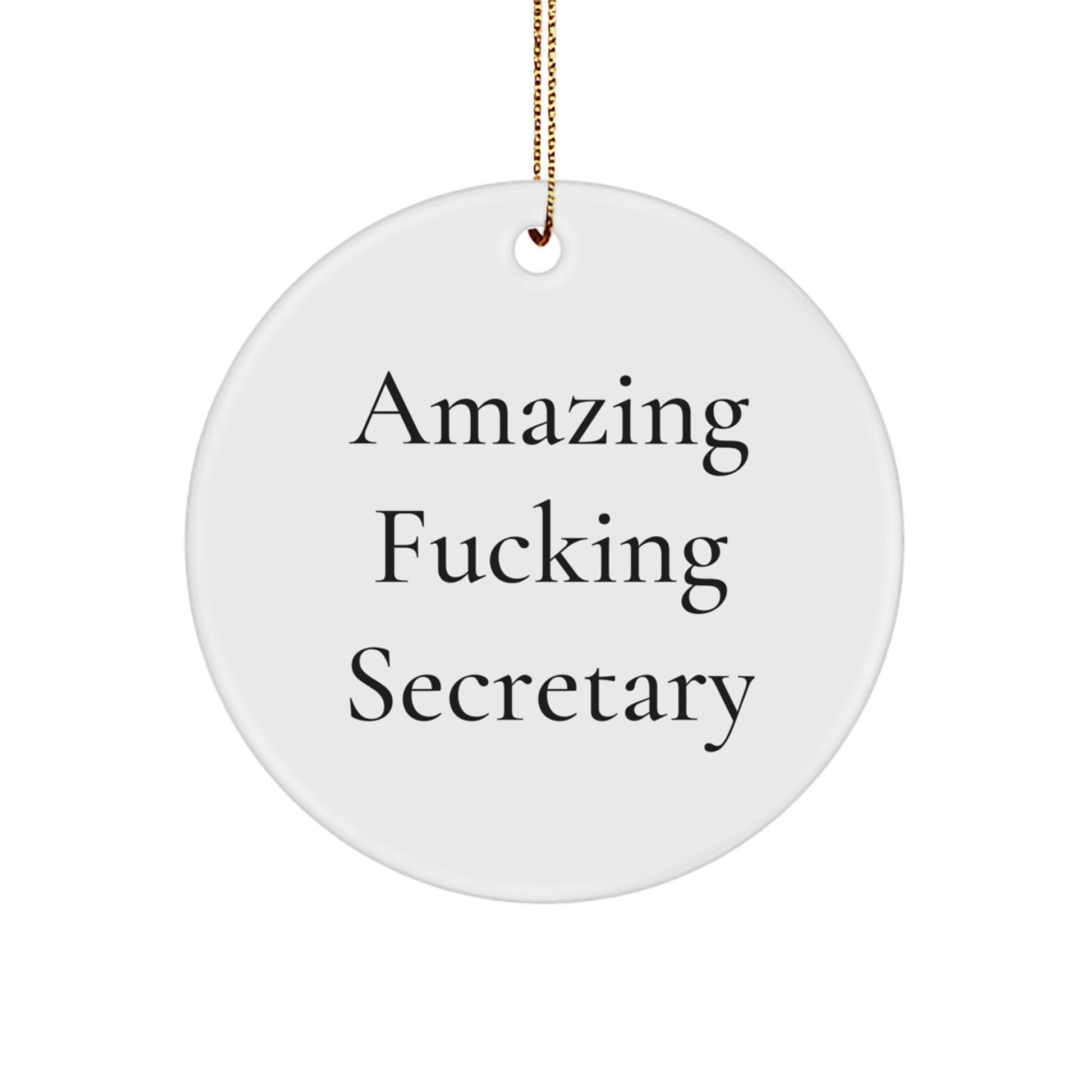 Funny Secretary Gifts from Friends, Amazing ' F--king Secretary', Circle Ornament for Secretary Christmas Unique Gifts - Image 1