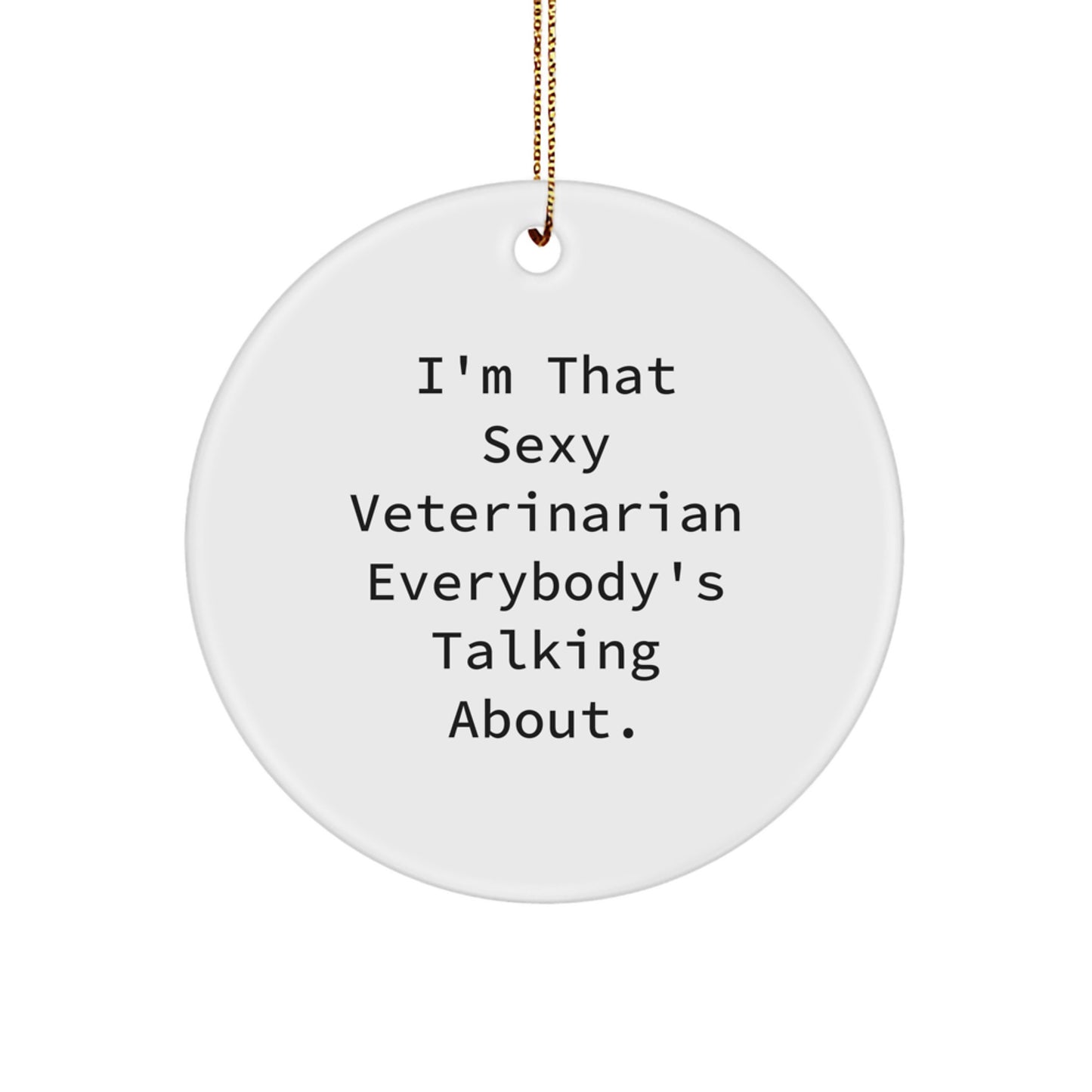 Funny Veterinarian Gifts for Women, Cute Circle Ornament with 'I'm That Sexy Veterinarian Everybody's Talking About.' Quote, Gifts from Women to Female Veterinarian on Christmas - Image 1