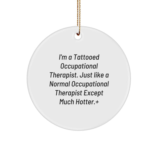 Occupational Therapist Gifts Funny Quote Circle Ornament, Perfect Unique Christmas Decor for Office, Gift from Friends to Men Women Coworkers - I'm Hotter - Image 1
