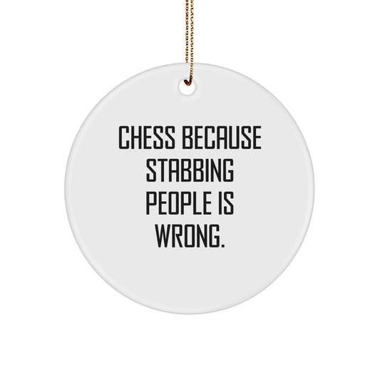Funny Chess Circle Ornament Gifts from Men for Christmas Unique Decorations, Christmas Thoughtful Gifts for Chess Lovers, Circle Ornament with Funny Quote - Image 1