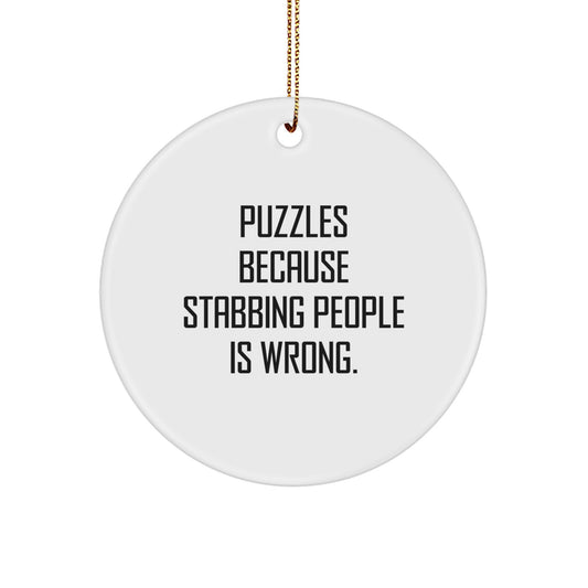 Puzzles Gifts for Women from Men, Funny Christmas Circle Ornament, Puzzles Lover, Puzzle Enthusiast, Unique Gift Idea - Image 1