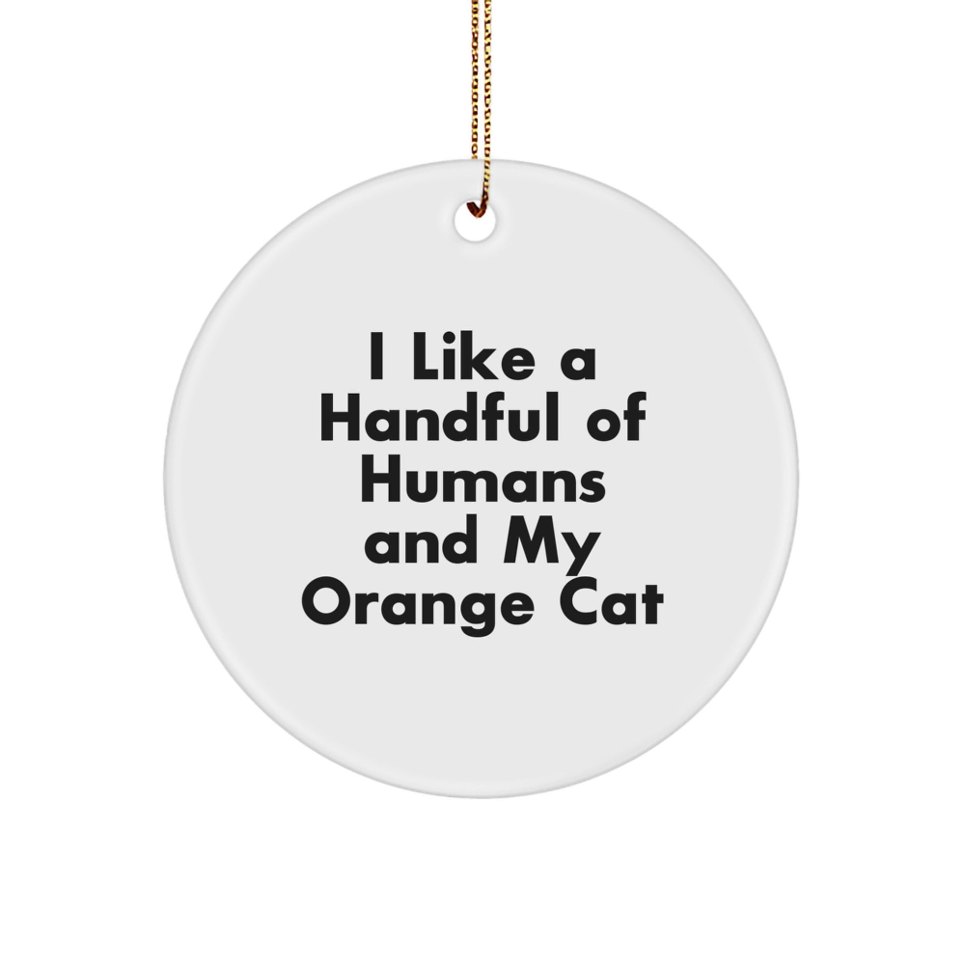 Orange Cat Lover Gifts from Men, Women, Friends, Coworkers to Family with Circle Ornament - Funny Quote I Like A Handful Of Humans And My Orange Cat - Image 1