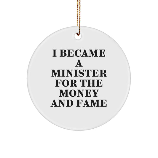Funny Minister Gifts from Men for Minister Friends on Christmas Unique Circle Ornament - Image 1