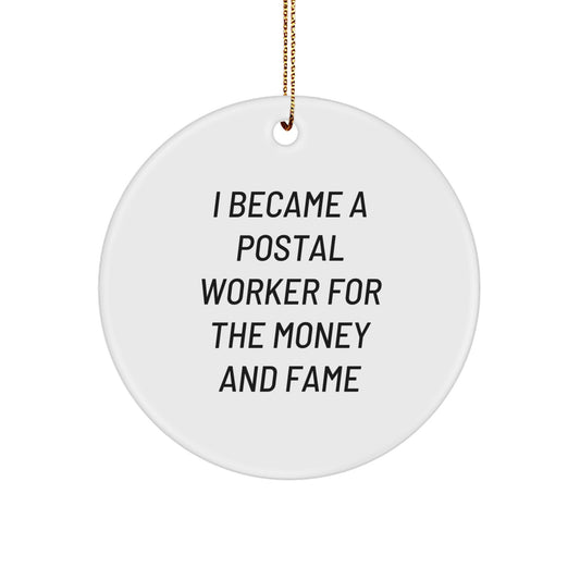 Funny Postal Worker Gifts for Men - Christmas Unique Ornaments for Postal Workers, Circle Ornament from Friends, Coworkers, Family - Image 1