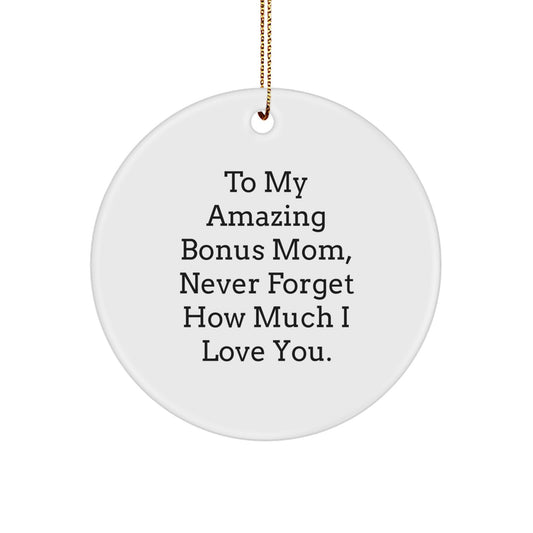 Thoughtful Gifts from Men to My Amazing Bonus Mom, Funny Circle Ornament for Christmas Unique Gifts - Image 1