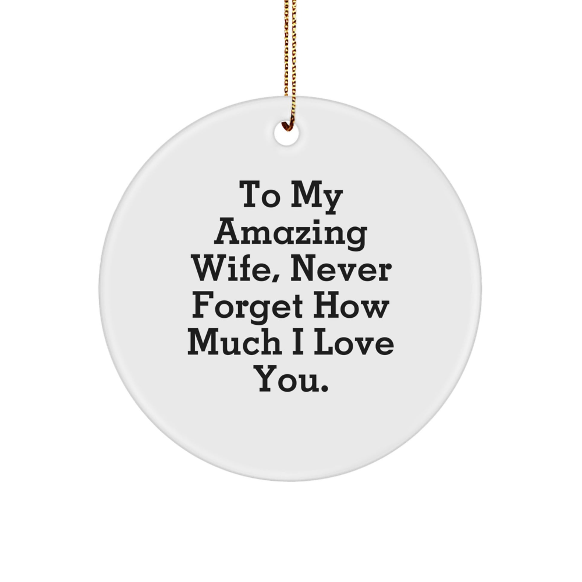 Wife Gifts from Men, Inspirational Circle Ornament for Her, Christmas Unique Decorations for To 'My Amazing Wife, Never Forget How Much I Love You.' - Image 1