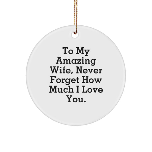 Wife Gifts from Men, Inspirational Circle Ornament for Her, Christmas Unique Decorations for To 'My Amazing Wife, Never Forget How Much I Love You.' - Image 1