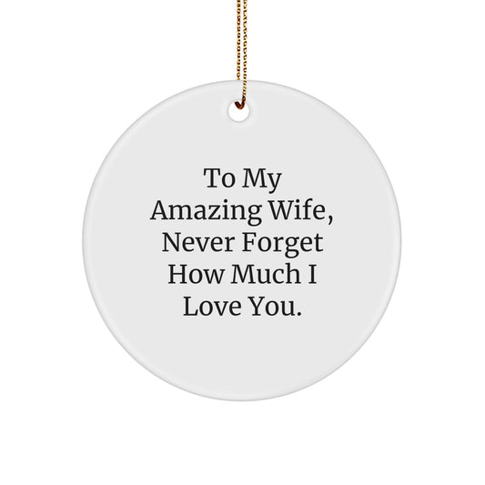 Gifts from Men to My Amazing Wife, Never Forget How Much I Love You. - Christmas Unique Circle Ornament for Wife - Image 1
